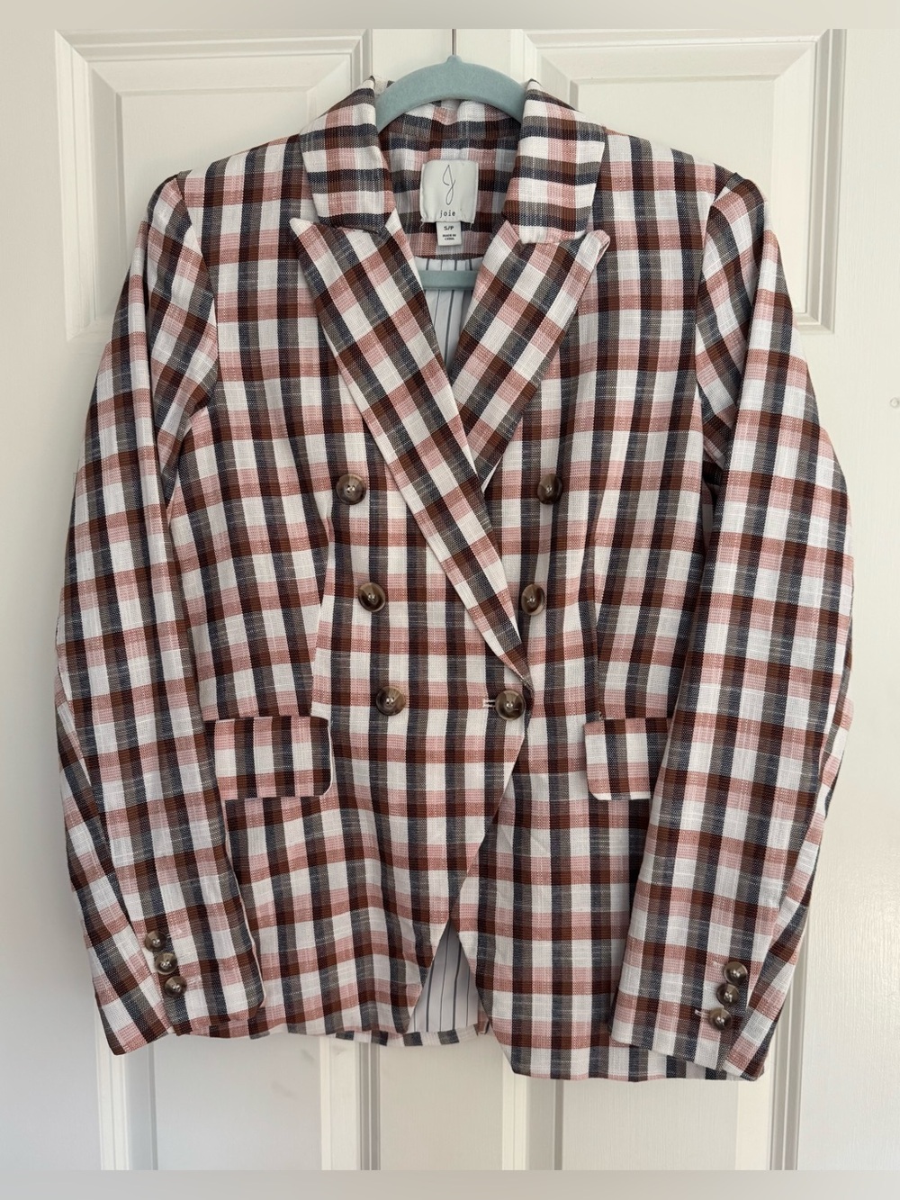 Anthropologie Joie Anilah Empire double breasted plaid blazer jacket women’s S